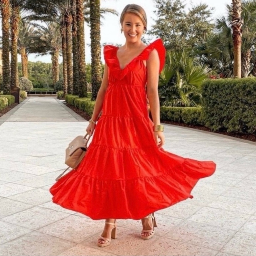 J Crew Tiered Maxi Dress - Orange